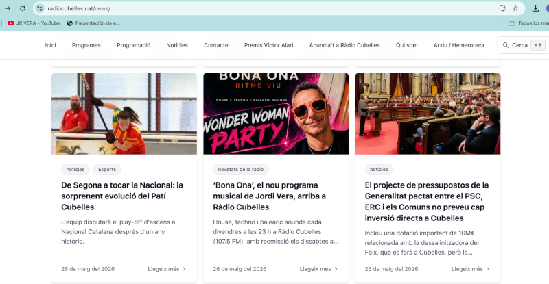 Noticia de Bona Ona en Ràdio Cubelles